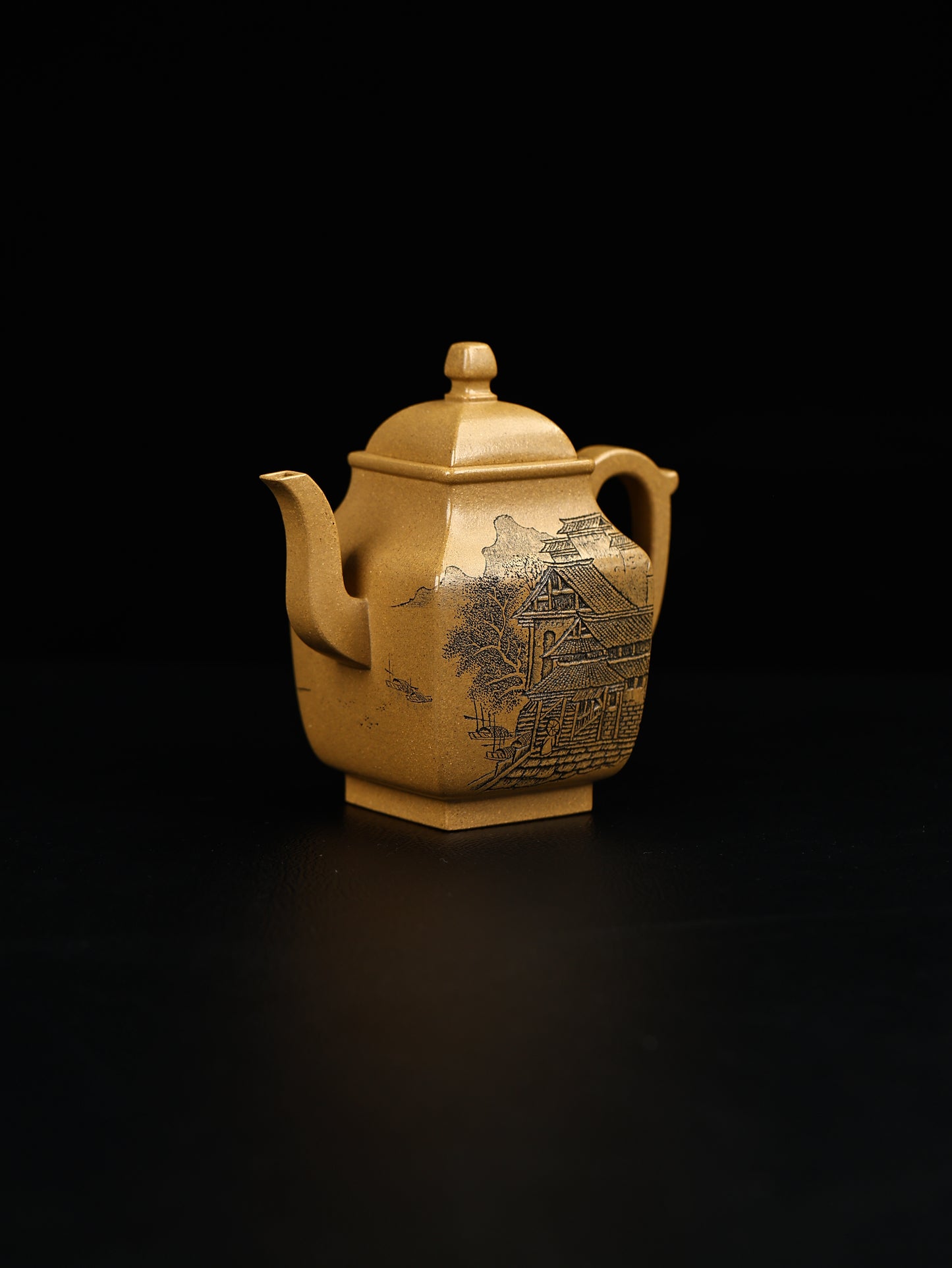 缶方壺 冷金黃段泥 300cc